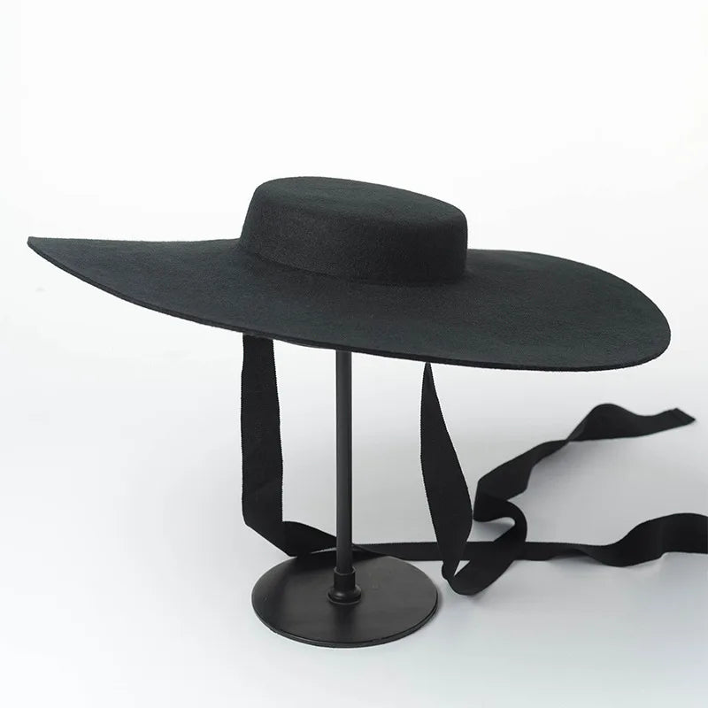 4cm hat high wool hat oversized 15cm big brim shallow top shallow top fedora hat men and women flat top hat new big brim hat