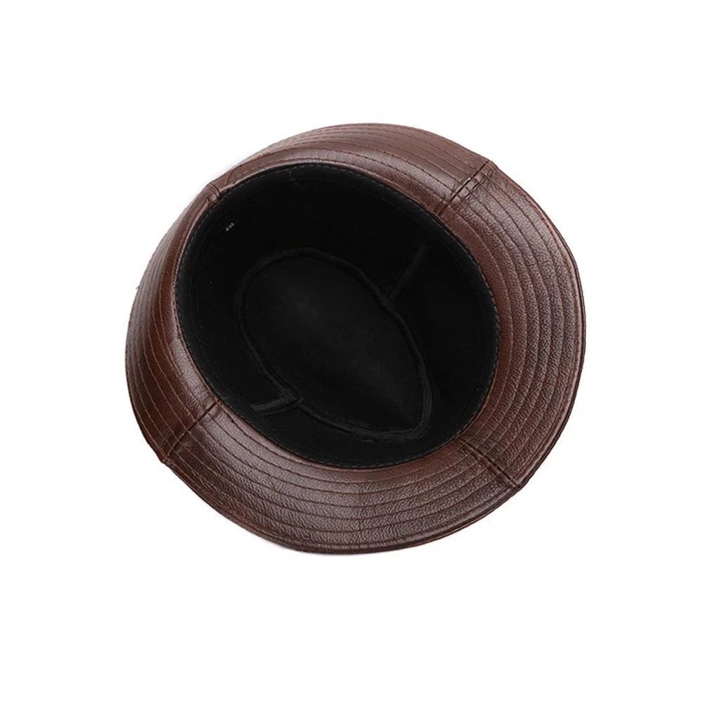 2026 Men Fashion Caps Autumn Winter Warm New Cowboy  100% Real Cowhide Leather Hats Men Real Genuine Cowhide Leather Top Hats