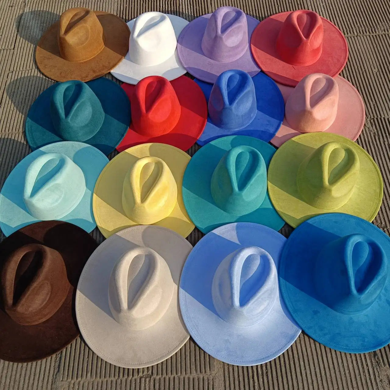 Vegan Suede Fedora Rancher Hats Blank Hats for Burning Multicolor teardrop shaped Top 9.5cm Brim Unisex Jazz Hat Church Hat